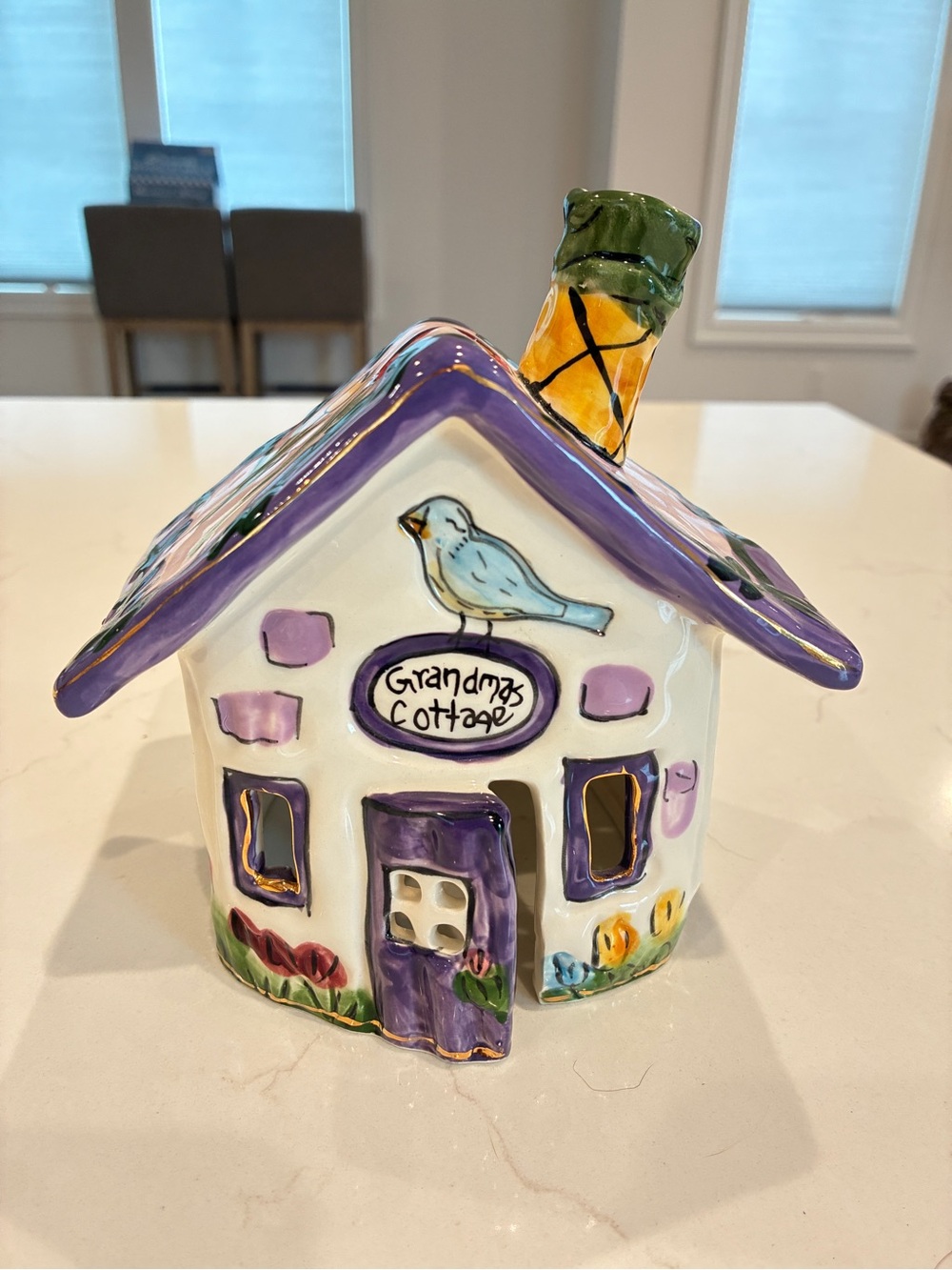 Vintage Blue Sky Clayworks Heather Goldminc "Grandmas Cottage" Ceramic Tealight